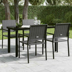 Mesa de comedor de jardín acero y vidrio negra 140x70x74 cm