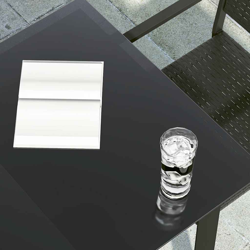 Mesa de comedor de jardín acero y vidrio negra 140x70x74 cm