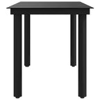 Mesa de comedor de jardín acero y vidrio negra 140x70x74 cm