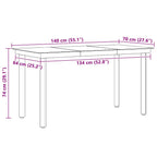 Mesa de comedor de jardín acero y vidrio negra 140x70x74 cm