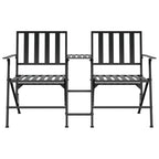 Banco plegable de jardín de dos plazas 137 cm acero negro