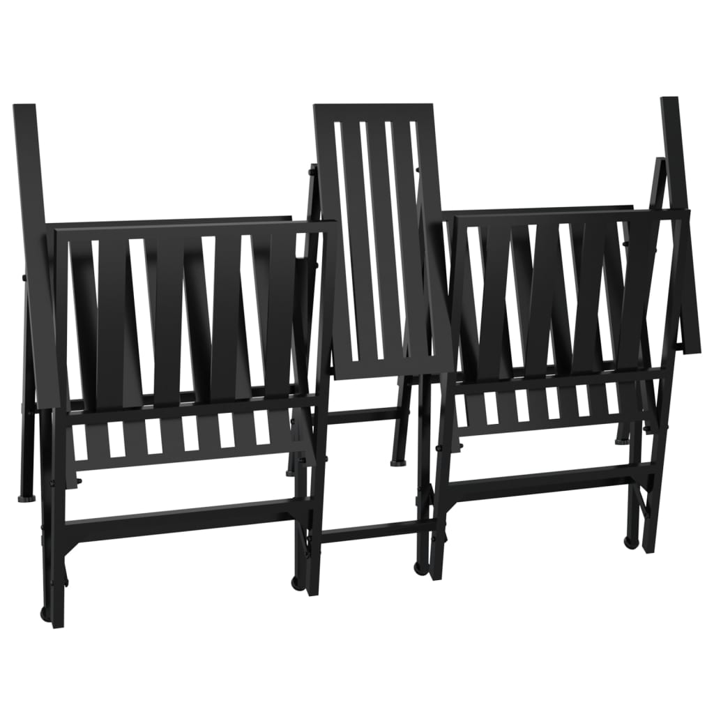 Banco plegable de jardín de dos plazas 137 cm acero negro