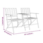 Banco plegable de jardín de dos plazas 137 cm acero negro