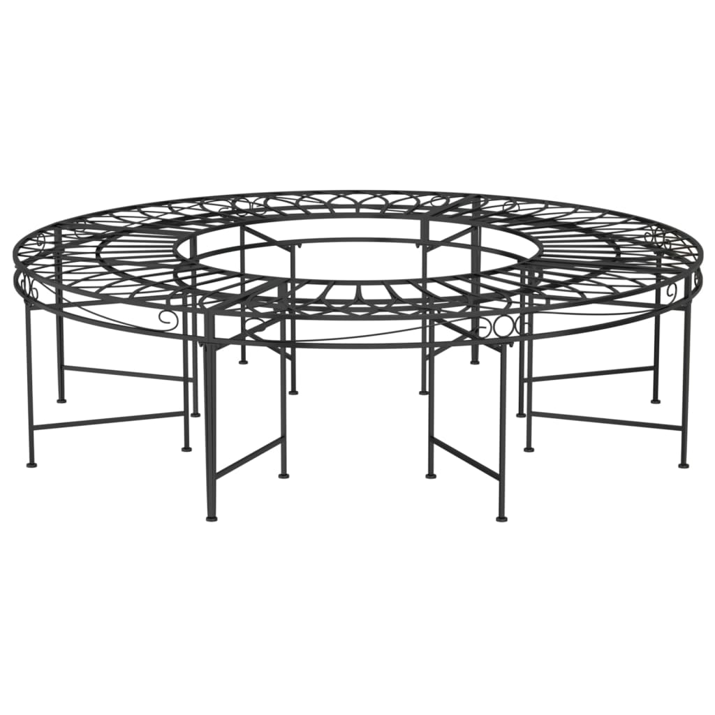 Banco de jardín redondo de acero negro 160 cm