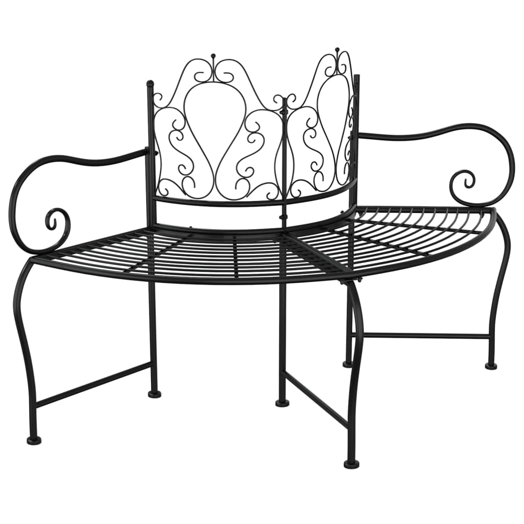Black Steel Garden Bench 150 cm