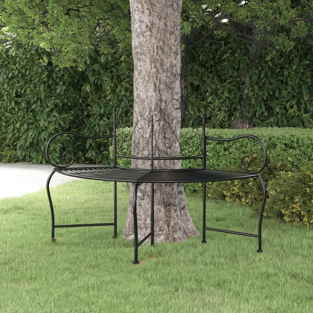 Black Steel Garden Bench 150 cm