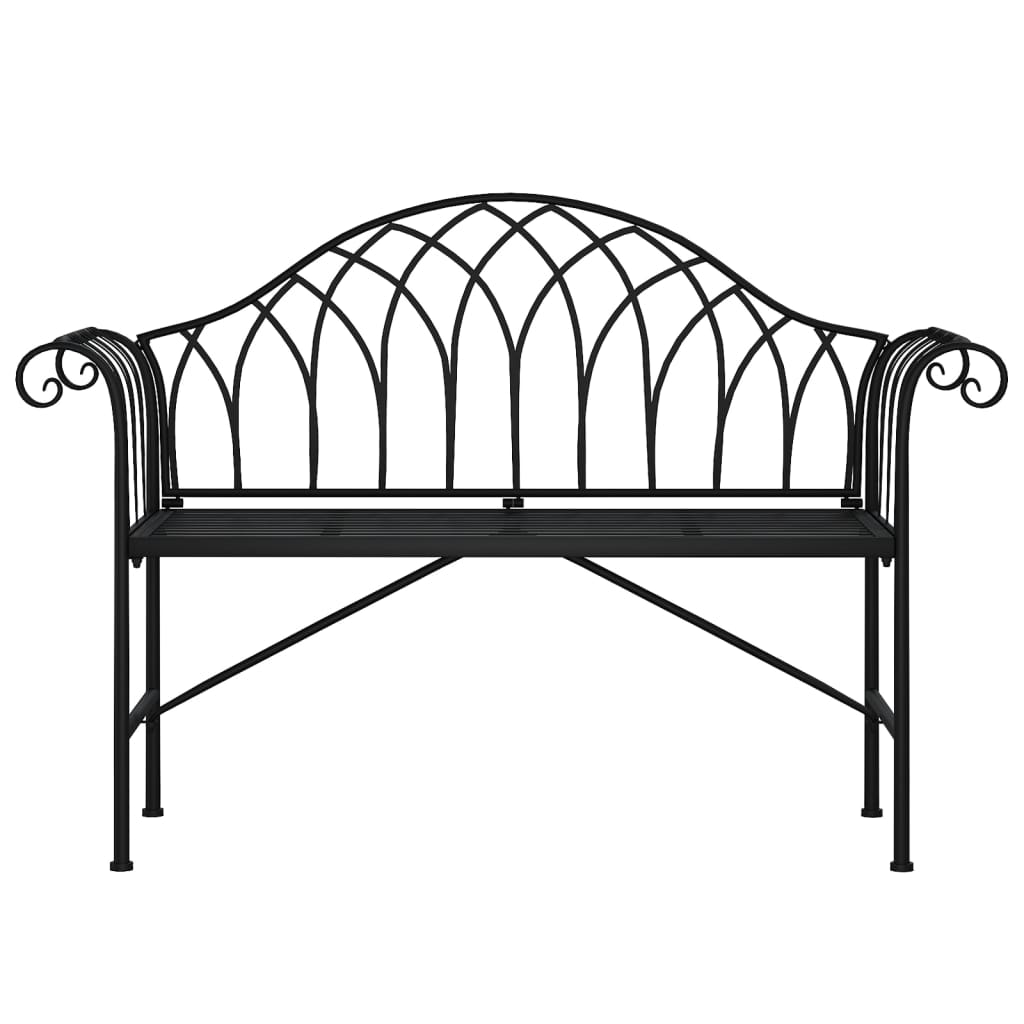 Banco de jardín de dos plazas 128 cm acero negro