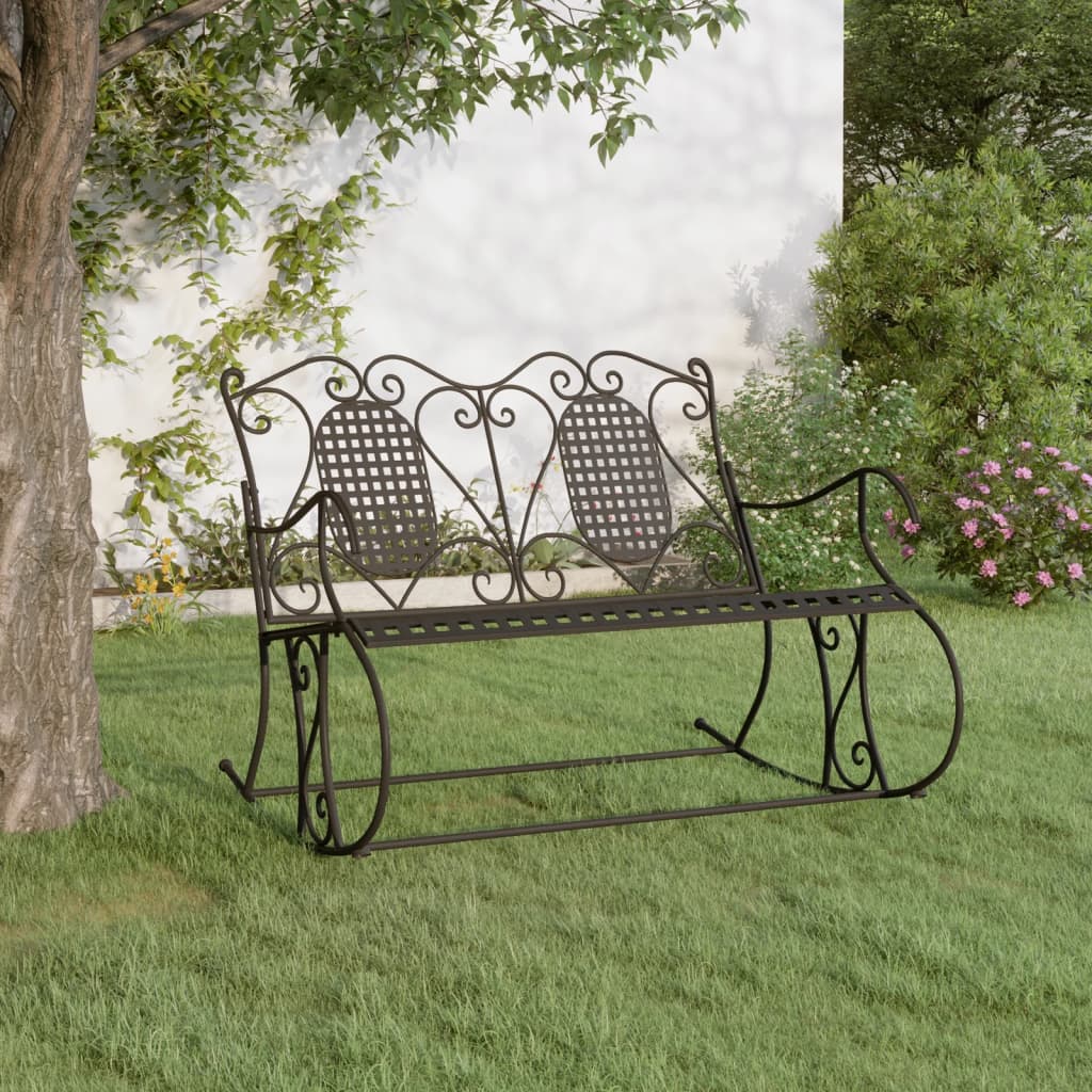 Banco mecedor de acero negro 84 cm