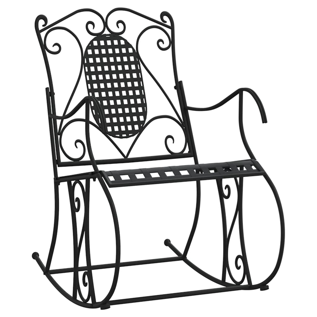 Black steel rocking bench 84 cm