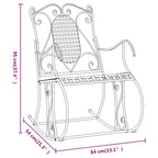 Black steel rocking bench 84 cm