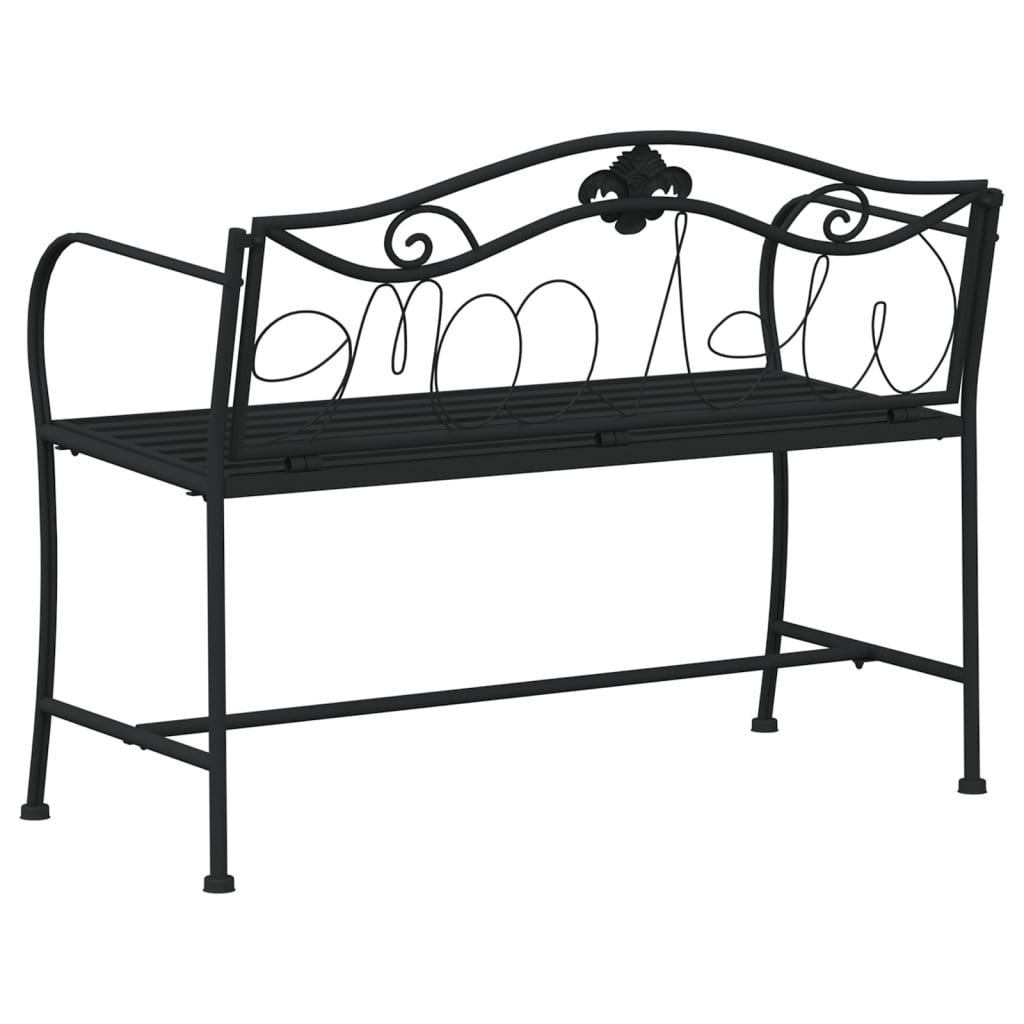 Banco de jardín de dos plazas 104 cm acero negro