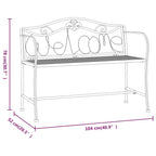 Banco de jardín de dos plazas 104 cm acero negro