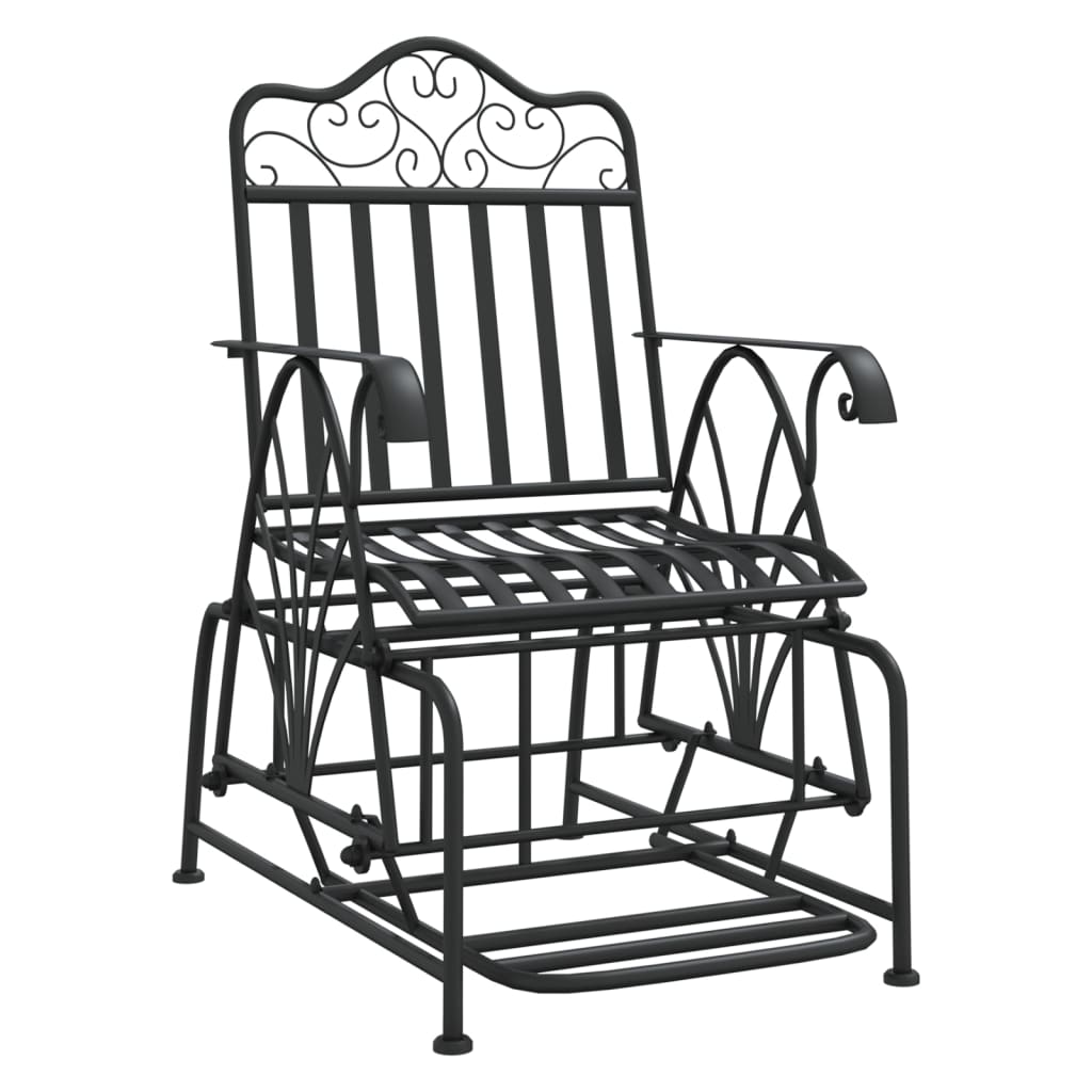61 cm black steel rocking bench