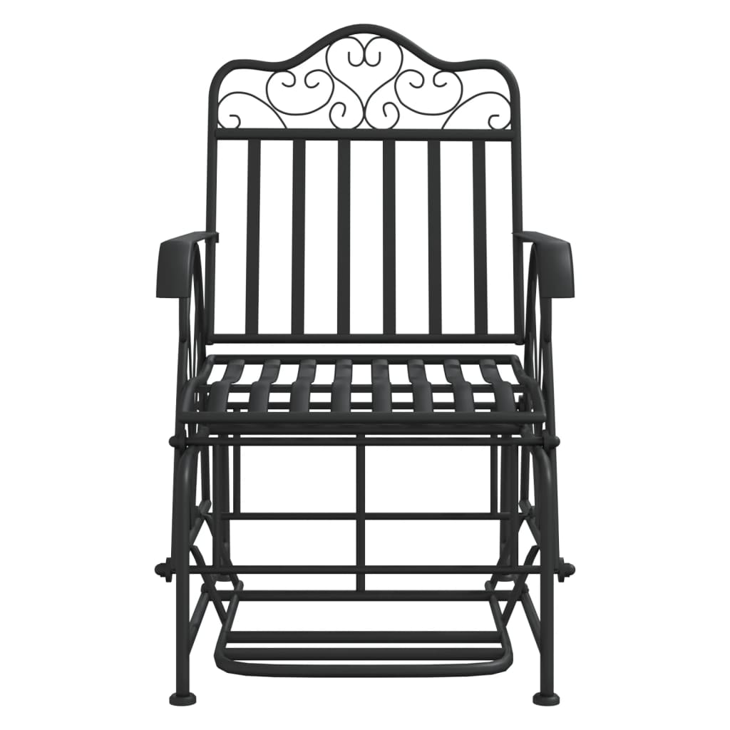 61 cm black steel rocking bench