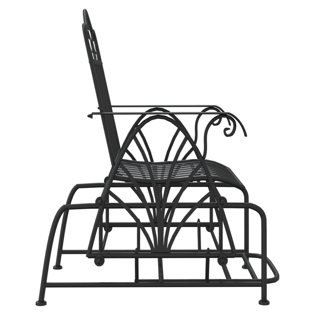 61 cm black steel rocking bench