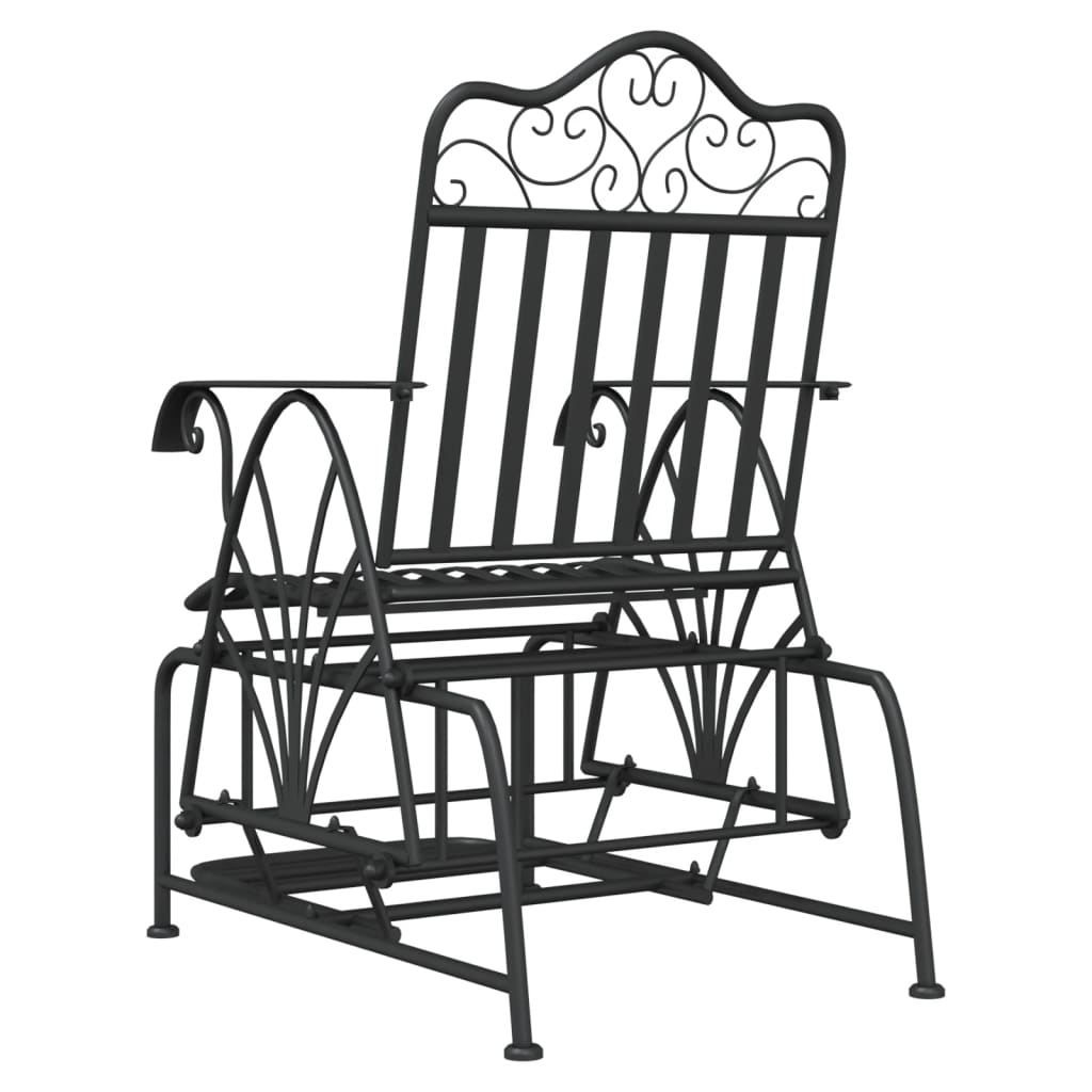 61 cm black steel rocking bench