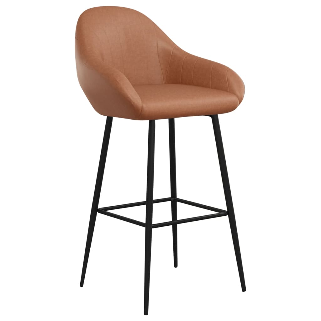 Taburetes de barra de cocina 2 uds cuero sintético marrón claro