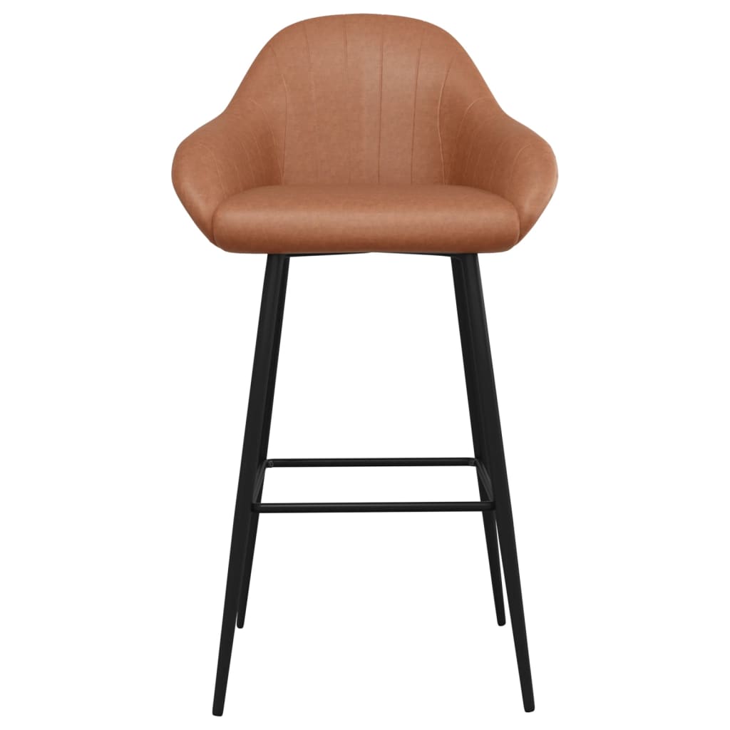 Taburetes de barra de cocina 2 uds cuero sintético marrón claro