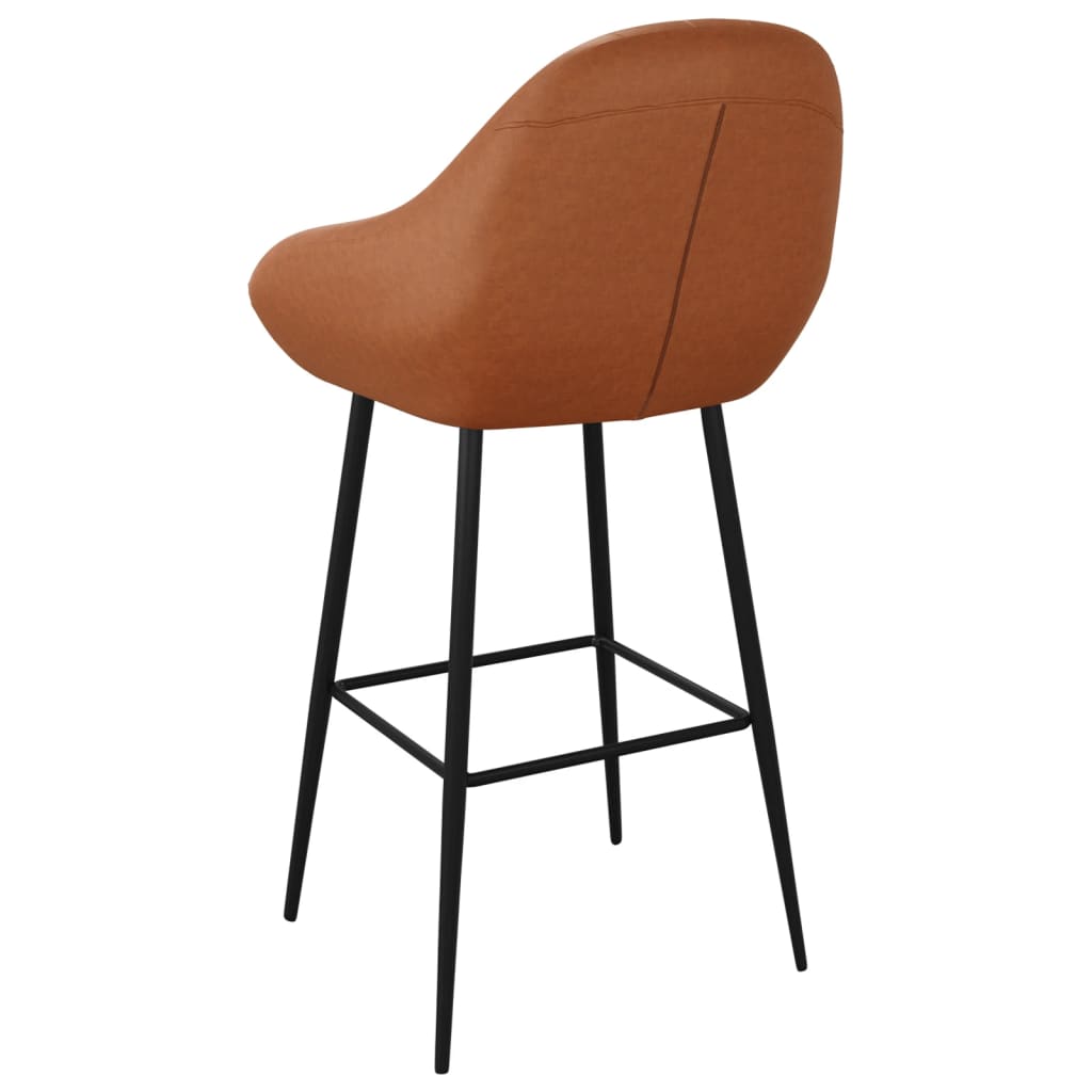 Taburetes de barra de cocina 2 uds cuero sintético marrón claro