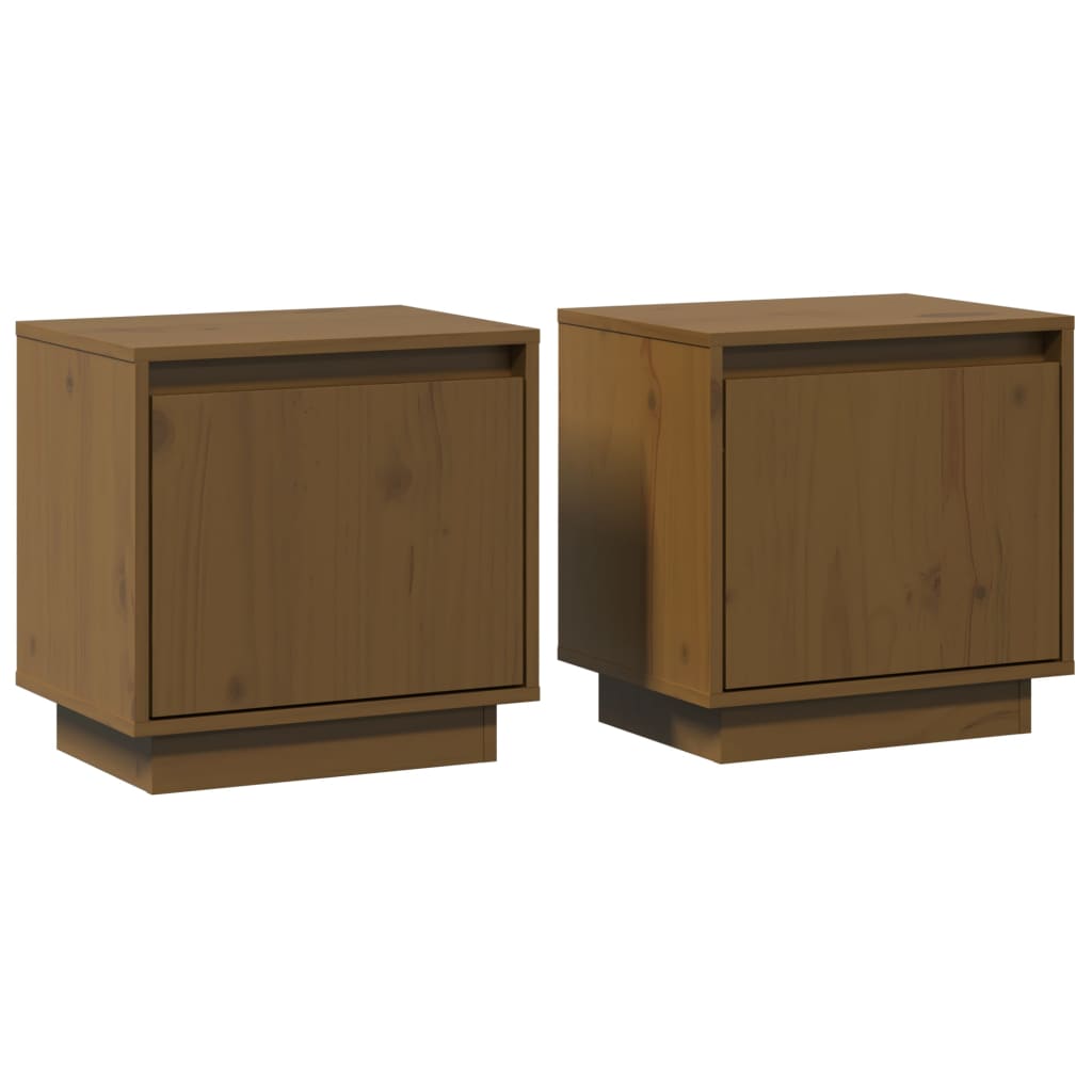 Mesitas de noche 2 uds madera de pino marrón miel 40x30x40 cm