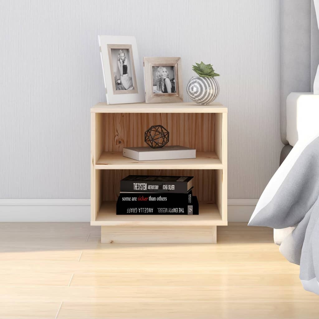Mesita de noche de madera maciza de mango blanco 40x30x50 cm