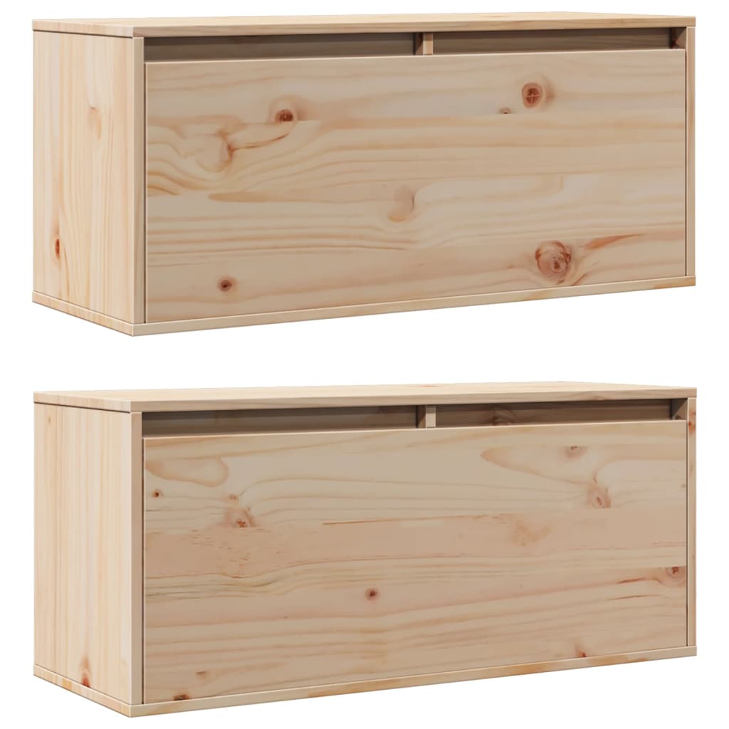 Armario de pared 2 uds madera maciza de pino 80x30x35 cm