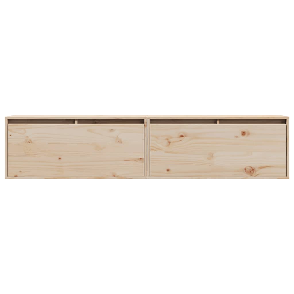 Armario de pared 2 uds madera maciza de pino 80x30x35 cm