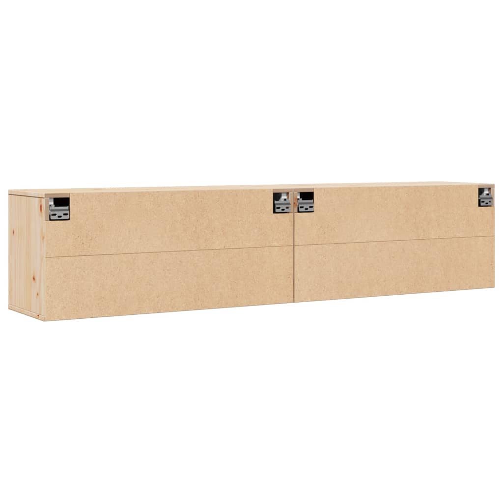 Armario de pared 2 uds madera maciza de pino 80x30x35 cm