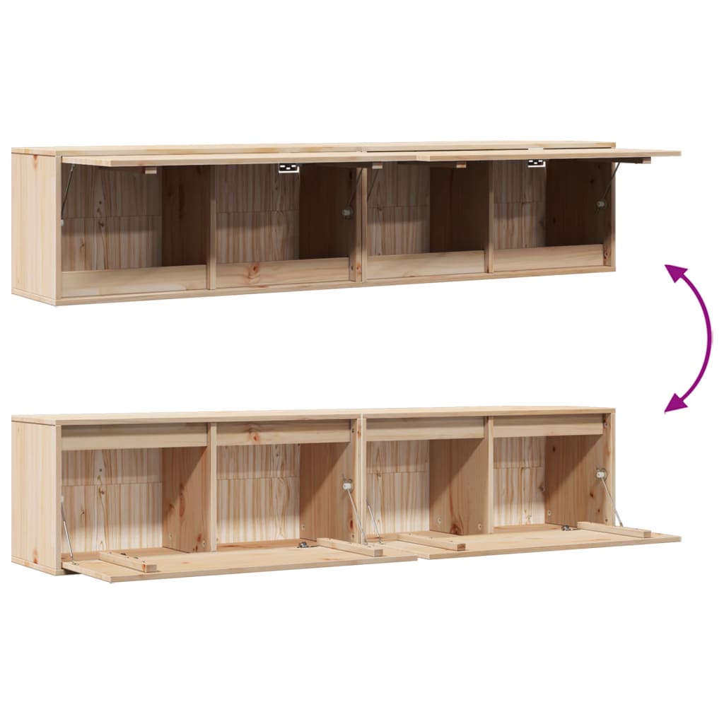 Armario de pared 2 uds madera maciza de pino 80x30x35 cm