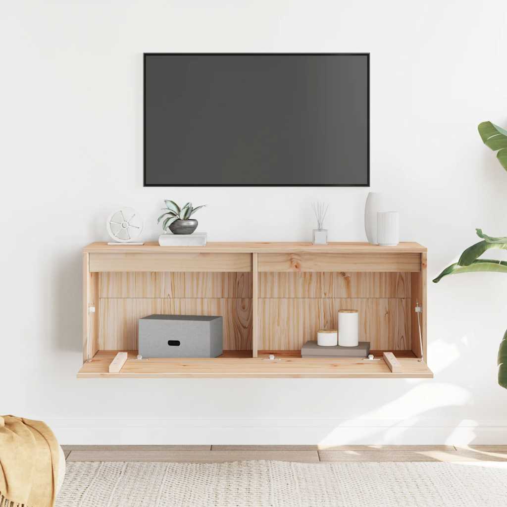 Armario de pared de madera maciza de pino 100x30x35 cm