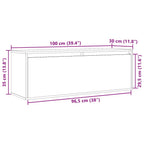 Armario de pared de madera maciza de pino 100x30x35 cm
