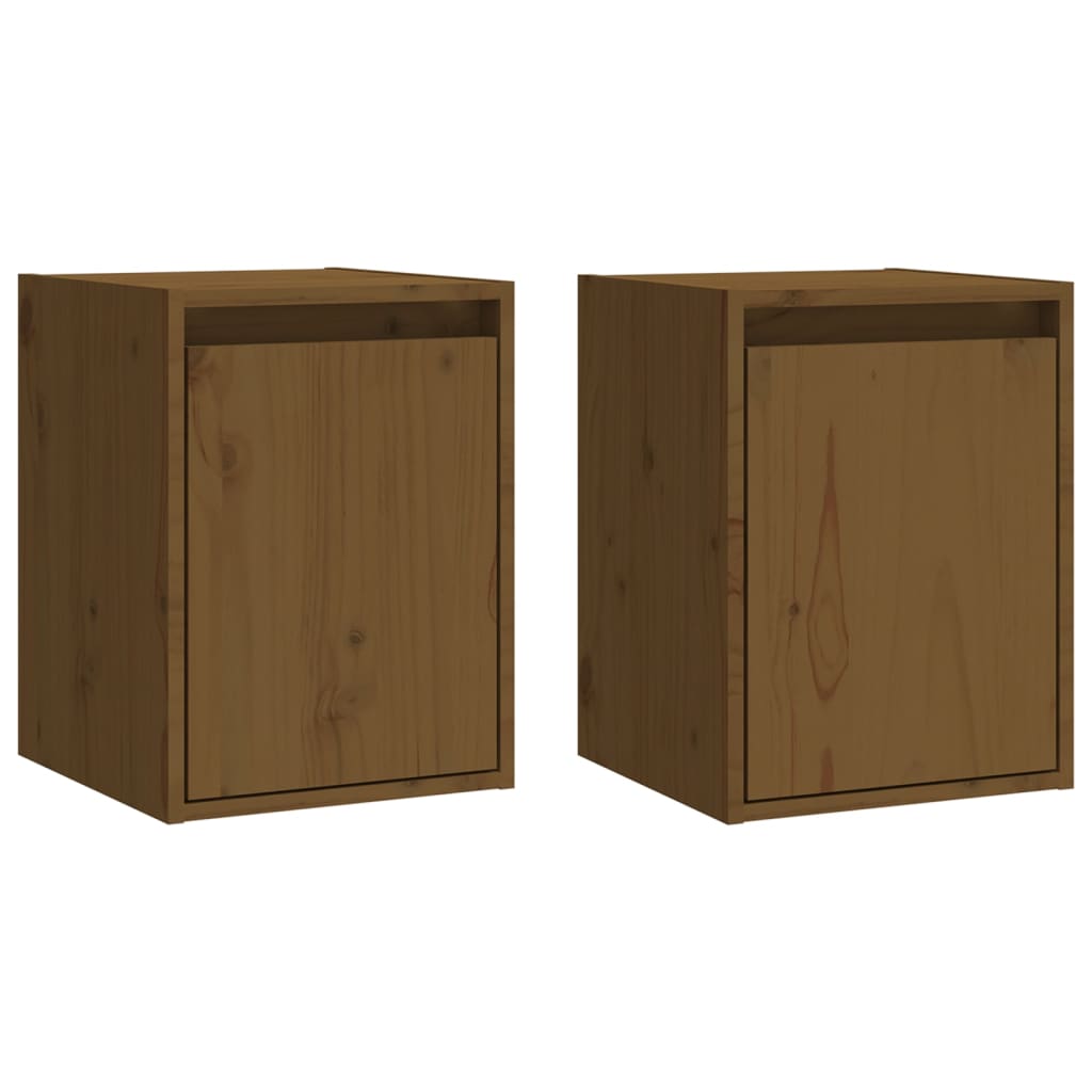 Armario de pared 2 uds madera de pino marrón miel 30x30x40 cm