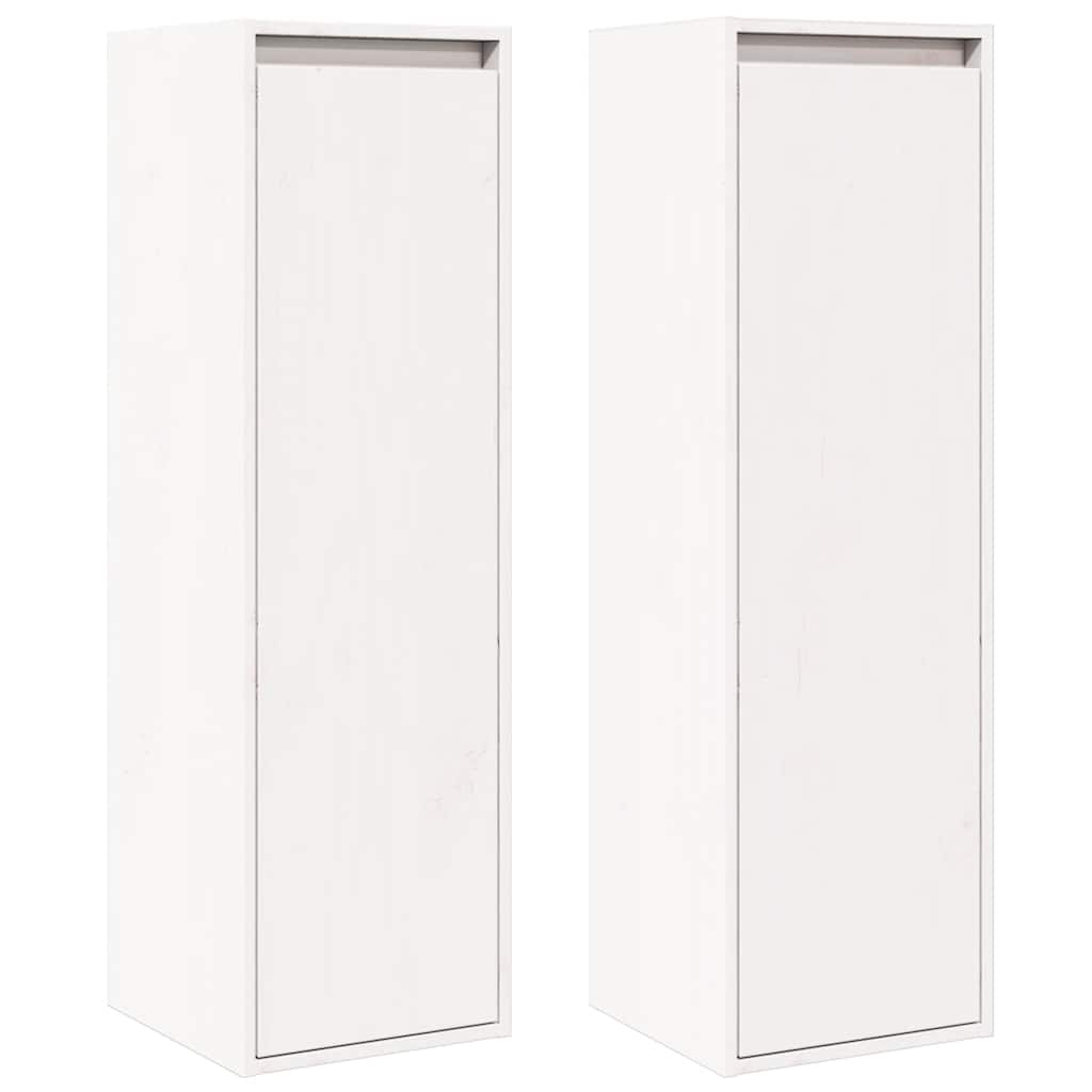 Armario de pared 2 uds madera maciza pino blanco 30x30x100 cm