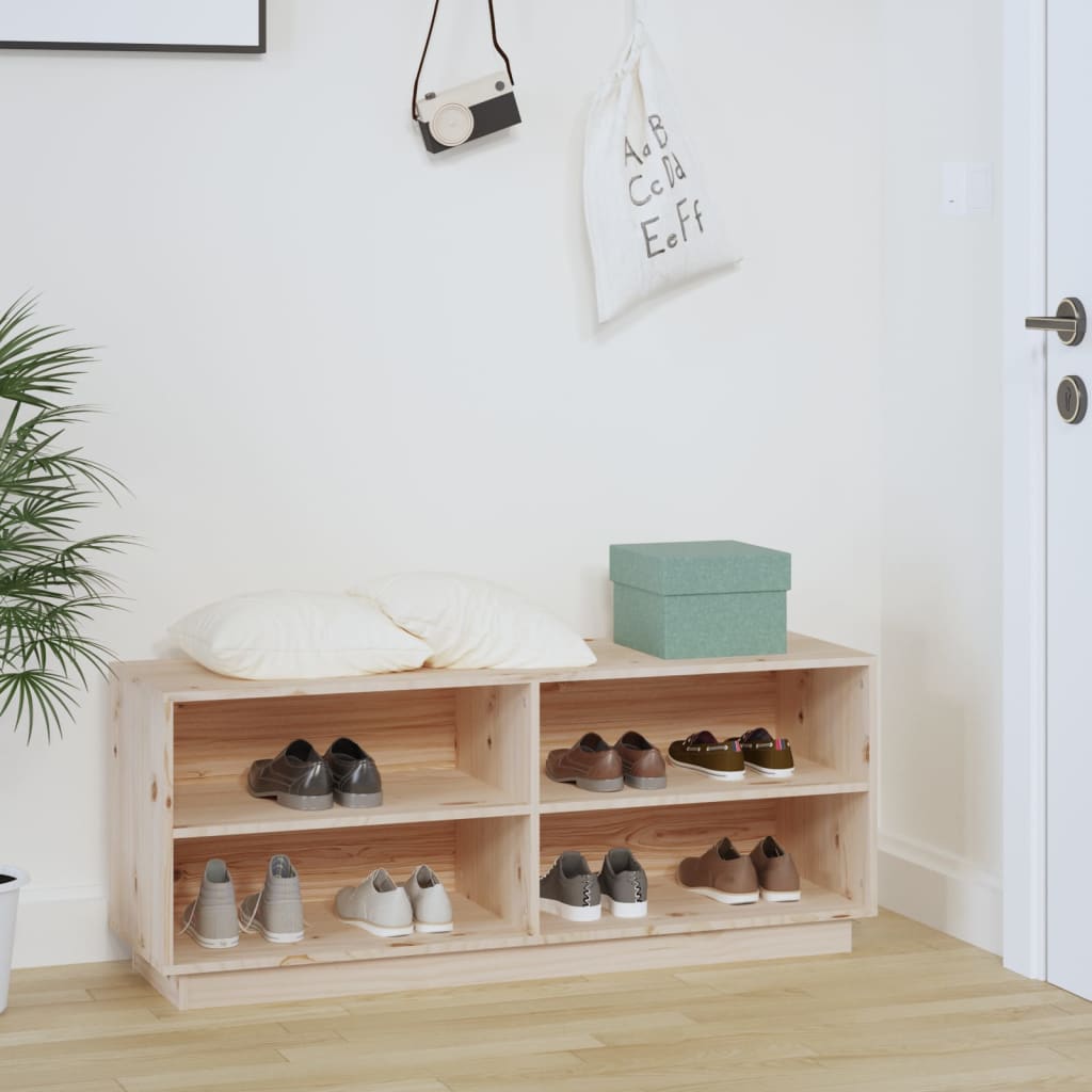 Zapatero de madera maciza de pino 110x34x45 cm