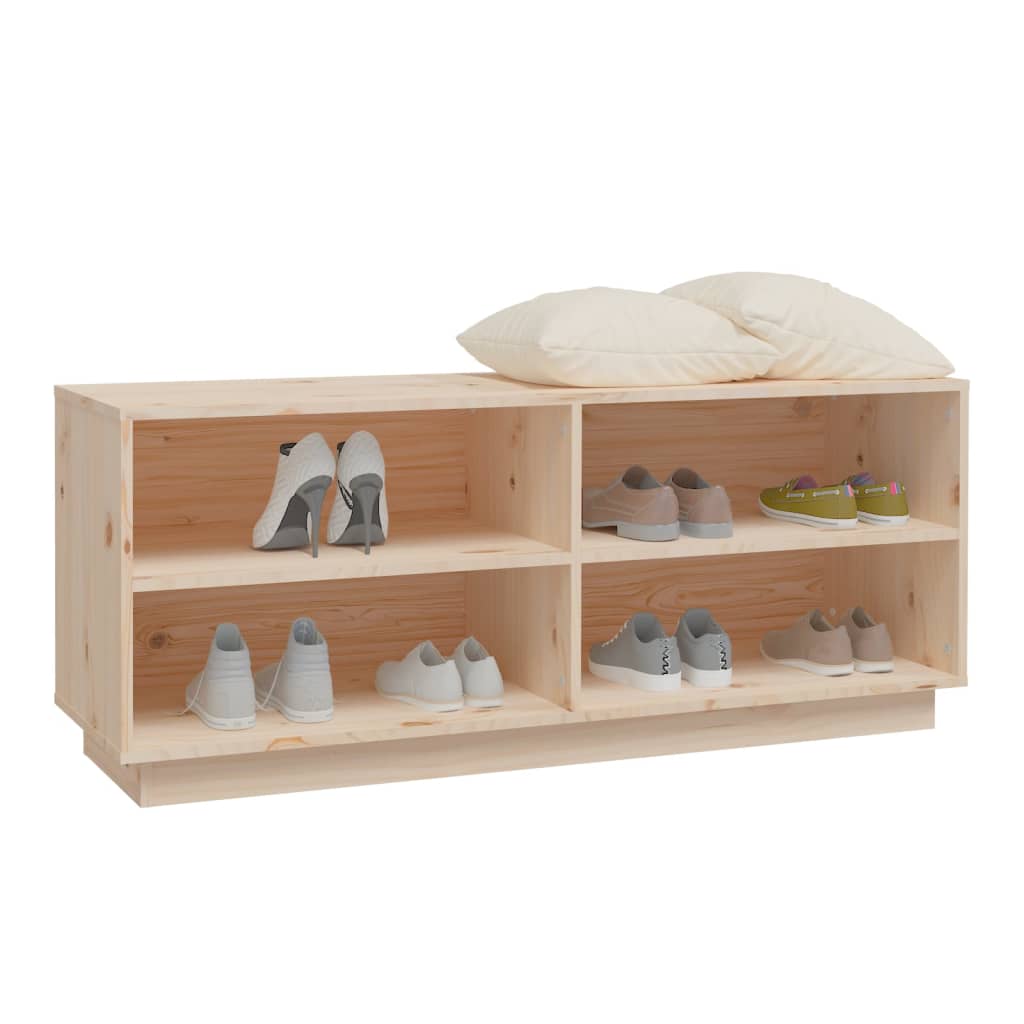 Zapatero de madera maciza de pino 110x34x45 cm