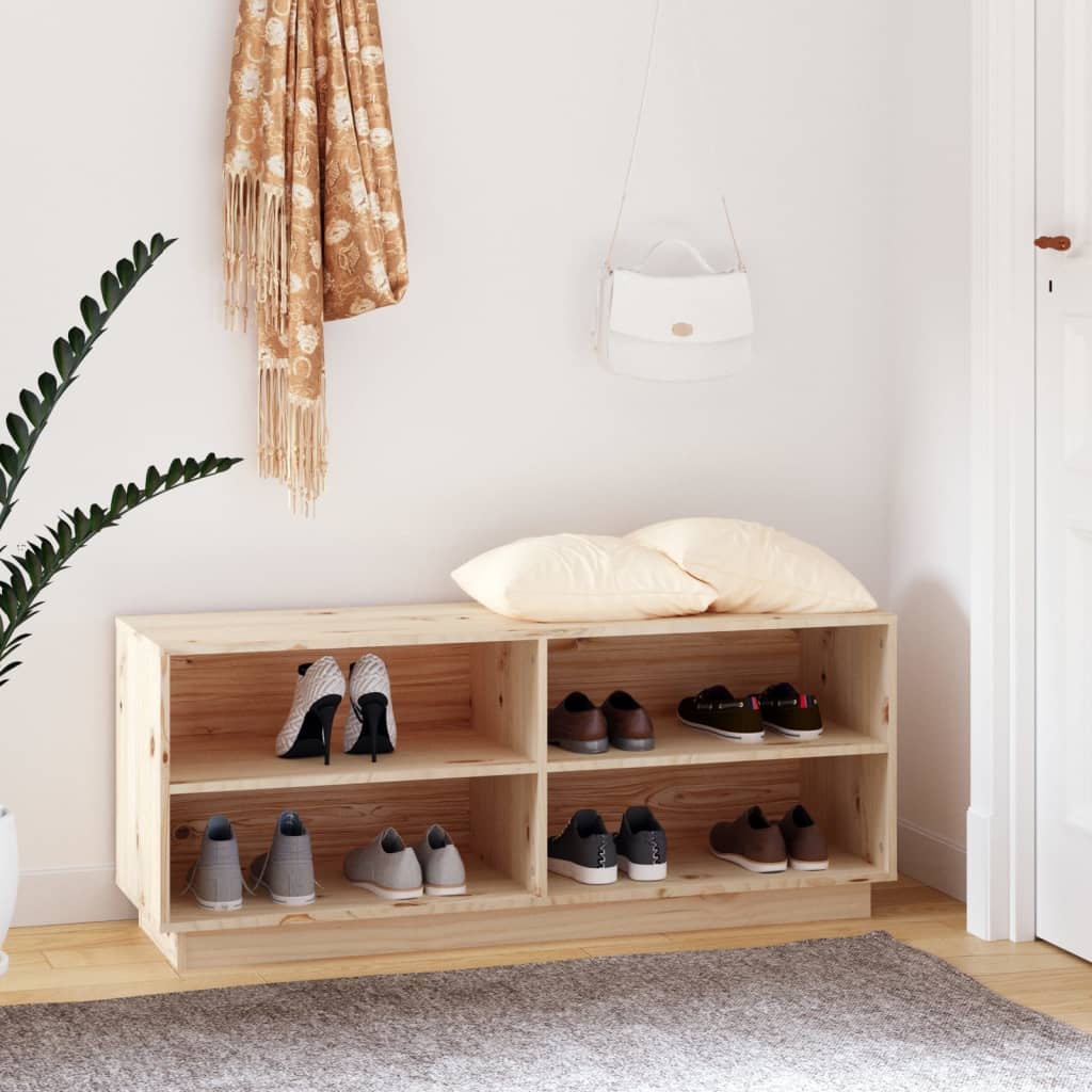 Zapatero de madera maciza de pino 110x34x45 cm