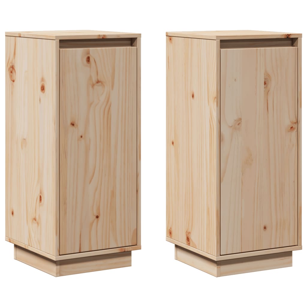 Aparador 2 uds madera maciza de pino 31,5x34x75 cm