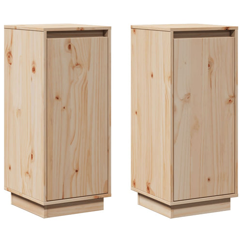 Aparador 2 uds madera maciza de pino 31,5x34x75 cm