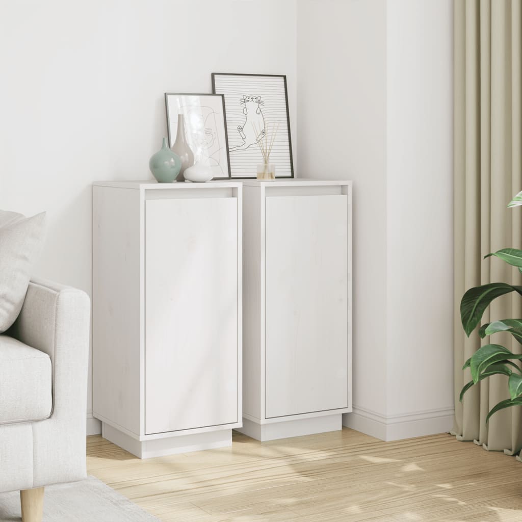 Aparador 2 uds madera maciza de pino 31,5x34x75 cm