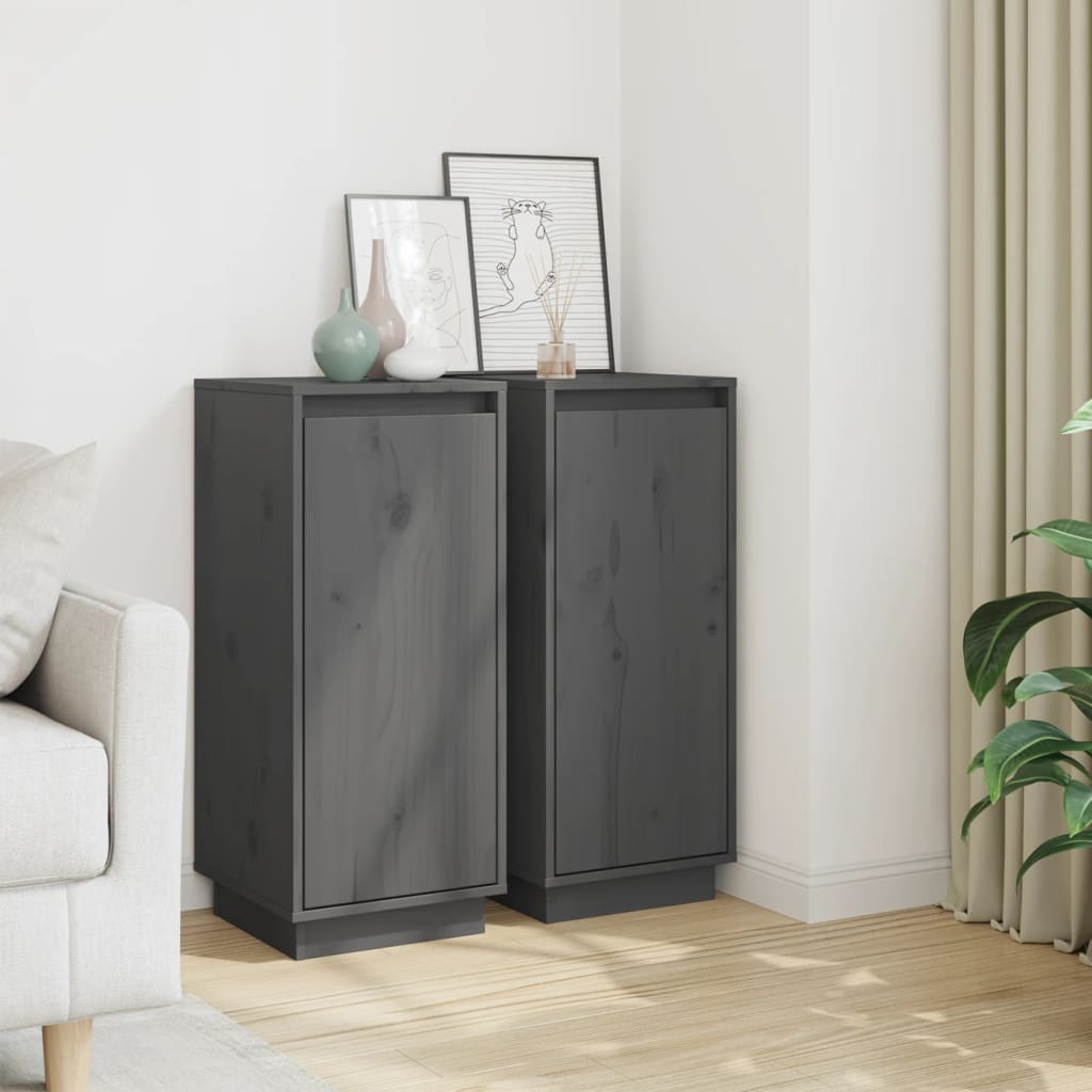 Aparador 2 uds madera maciza de pino 31,5x34x75 cm