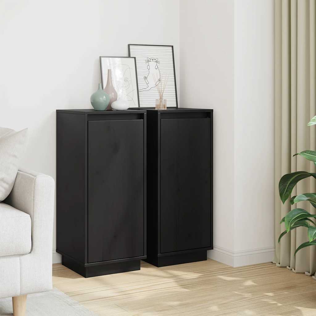 Aparador 2 uds madera maciza de pino 31,5x34x75 cm