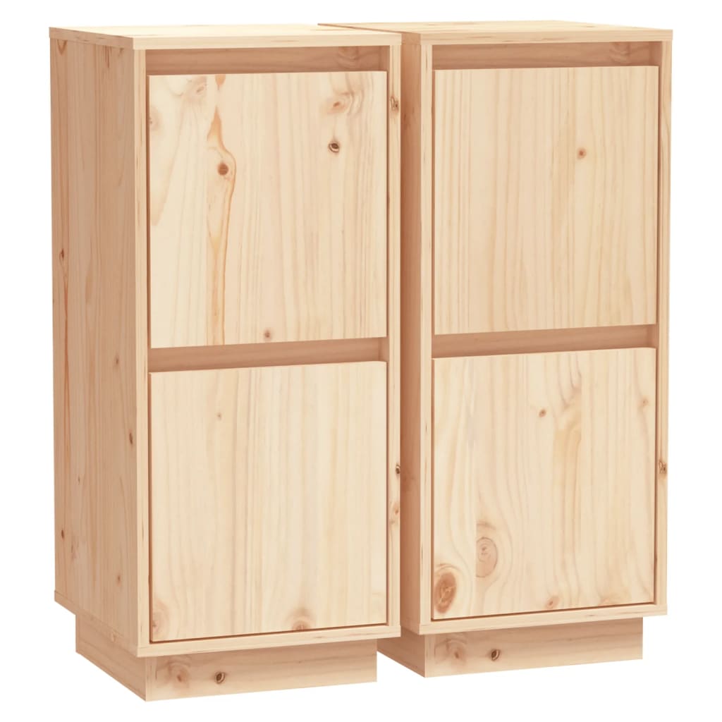 Aparador 2 uds madera maciza de pino 31,5x34x75 cm