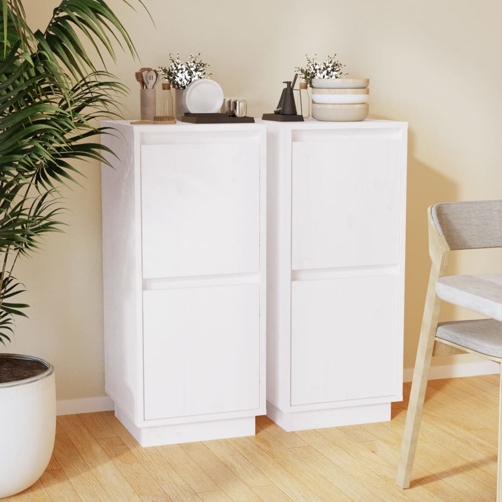 Sideboard 2 pcs solid pine wood 31.5x34x75 cm