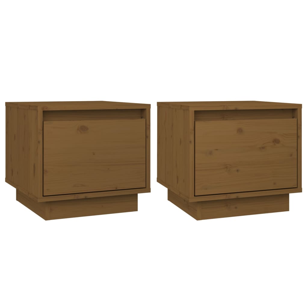 Mesitas de noche 2 uds madera de pino marrón miel 35x34x32 cm