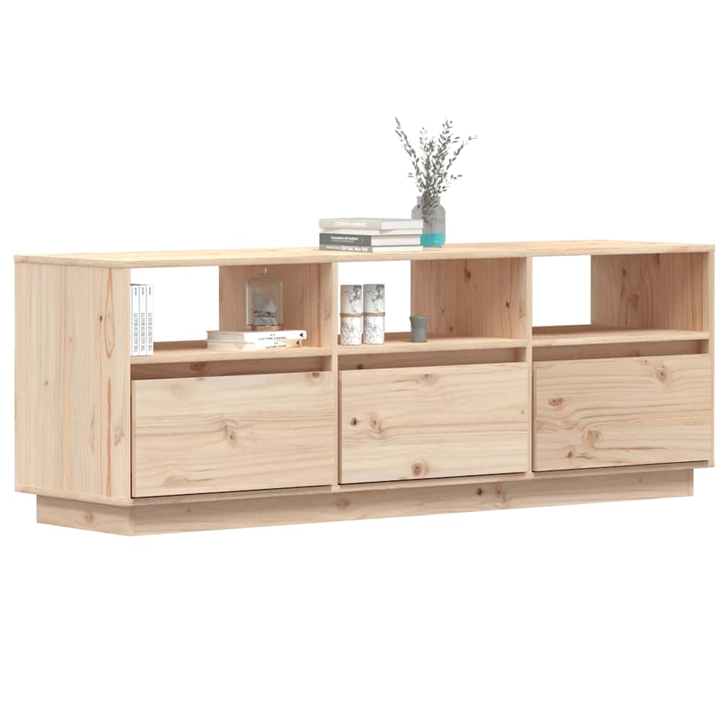 Mueble de TV de madera maciza de pino 140x37x50 cm