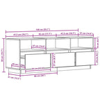 Mueble de TV de madera maciza de pino 140x37x50 cm