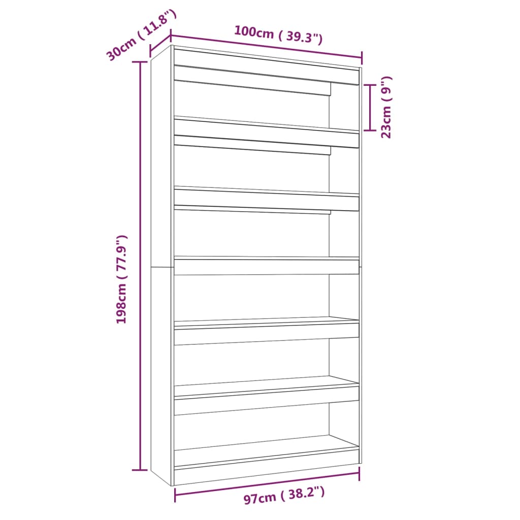 Estantería madera contrachapada roble Sonoma 100x30x198 cm