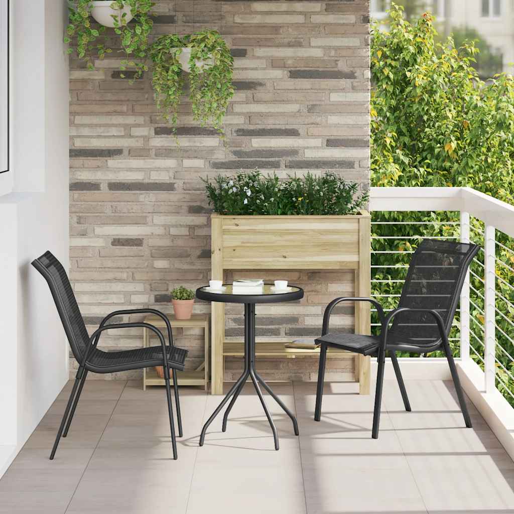 Stackable garden chairs 2 units grey textilene