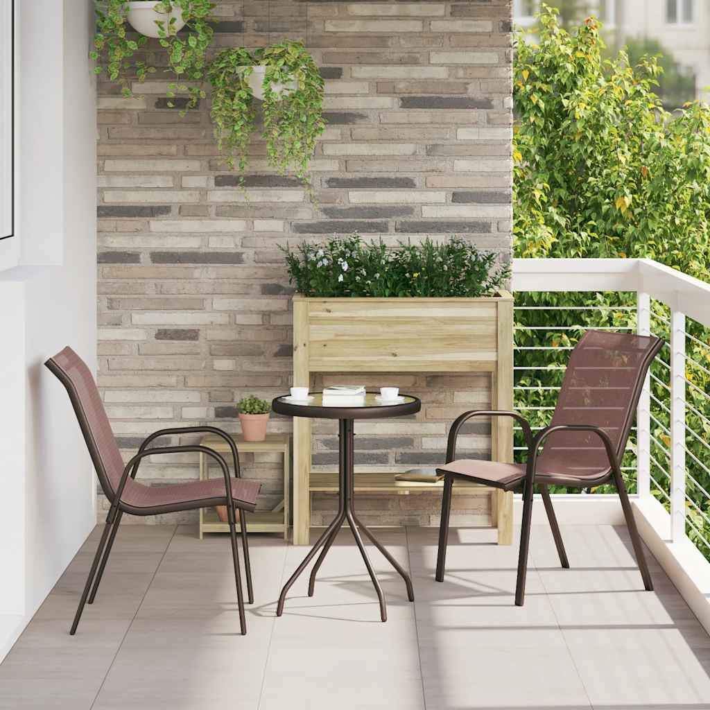 Stackable garden chairs 2 units grey textilene