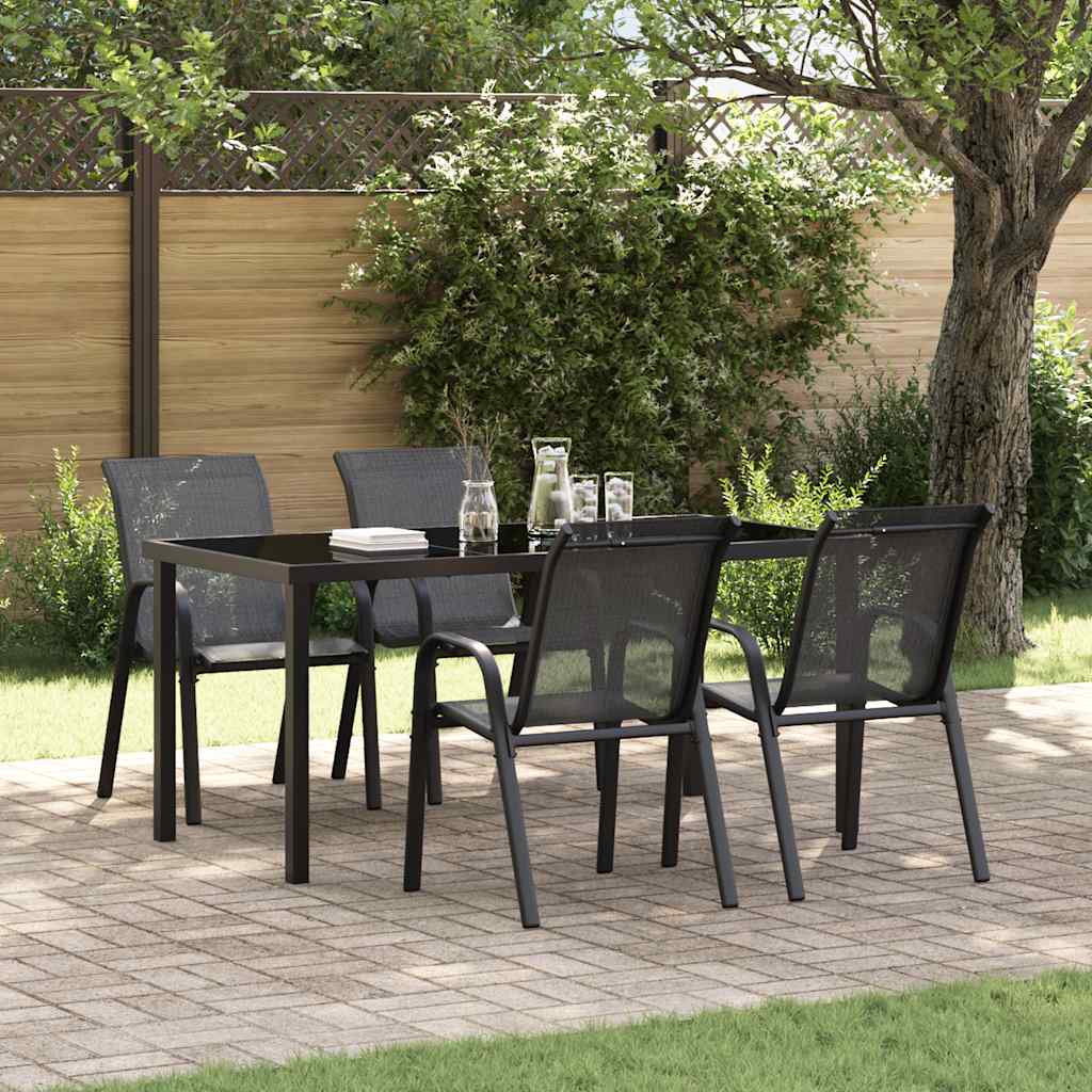 Stackable garden chairs 2 units grey textilene